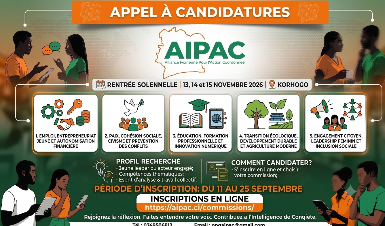 APPEL À CANDIDATURES POUR LES TRAVAUX SCIENTIFIQUES DE LA RENTRÉE SOLENNELLE DE L'AIPAC